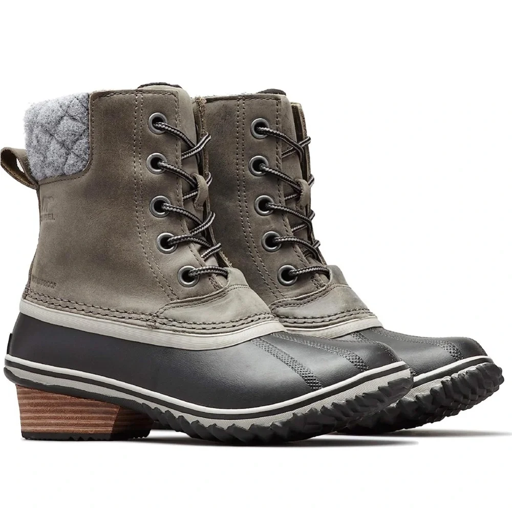 Sorel Slimpack ll Lace Boot Sz 7.5 Leather Winter Duck Boot Lace Up